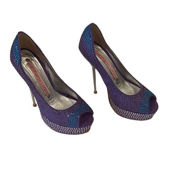 Gianmarco Lorenzi Rhinestone Purple Heels Sz36/5.5 - Picture 1 of 6